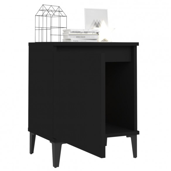 Tables de chevet avec pieds en métal 2 pcs Noir 40x30x50 cm