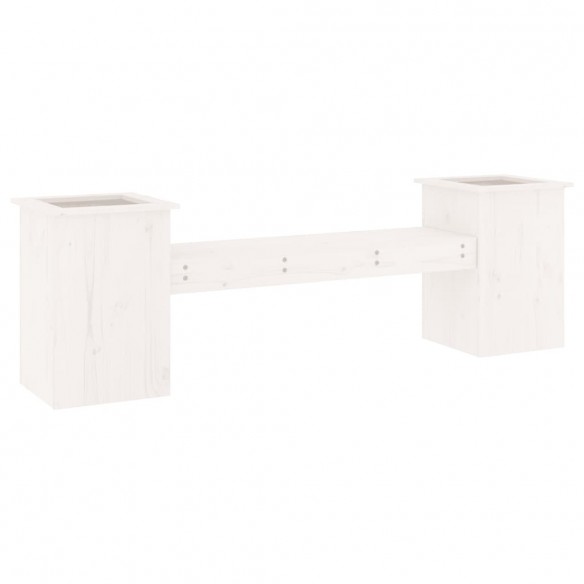 Banc avec jardinières blanc 184,5x39,5x56,5 cm bois massif pin