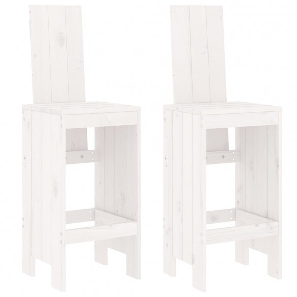 Tabourets de bar 2 pcs blanc 40x42x120 cm bois massif de pin