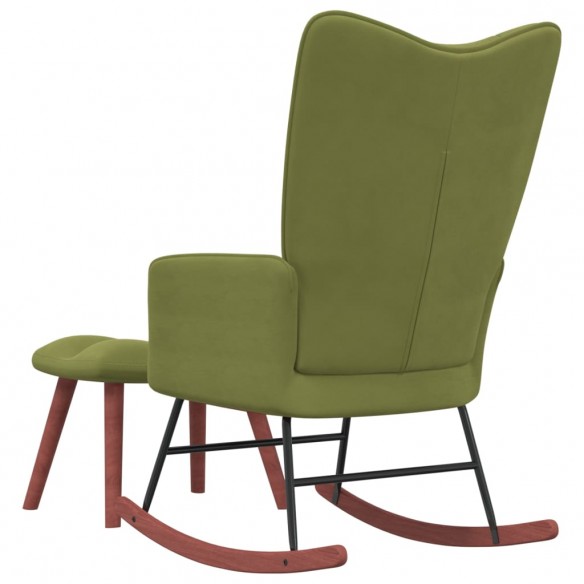 Chaise à bascule avec repose-pied Vert clair Velours