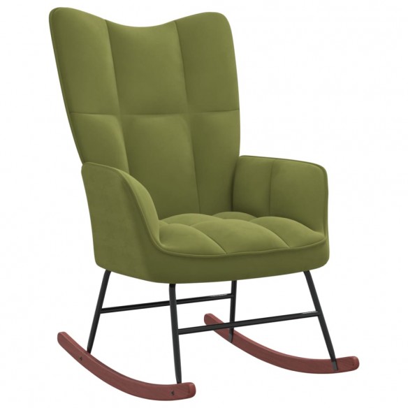 Chaise à bascule avec repose-pied Vert clair Velours