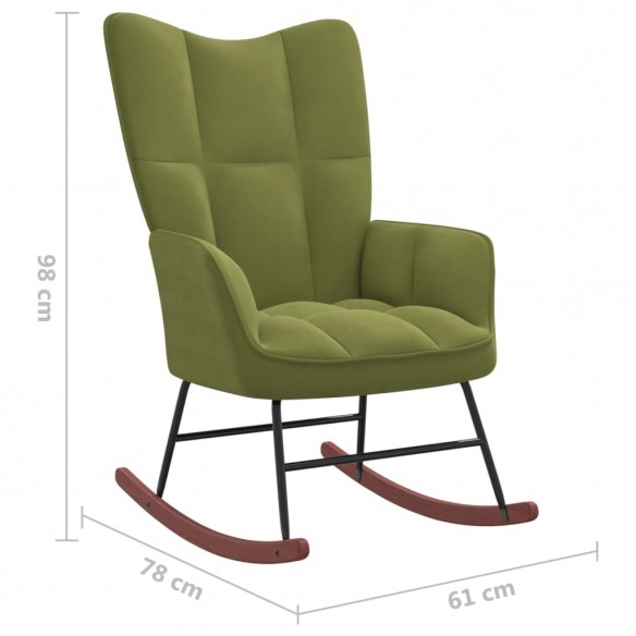 Chaise à bascule avec repose-pied Vert clair Velours