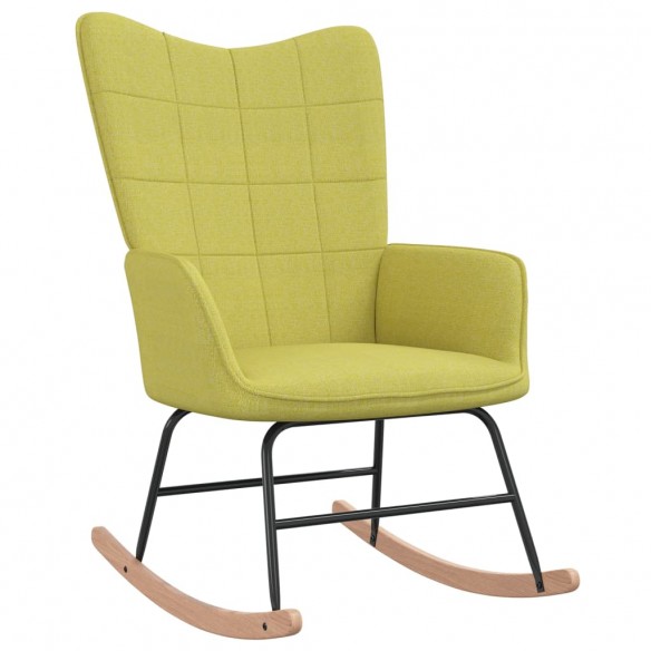 Chaise à bascule avec tabouret Vert Tissu