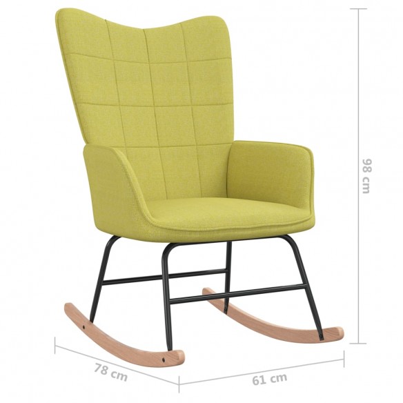 Chaise à bascule avec tabouret Vert Tissu