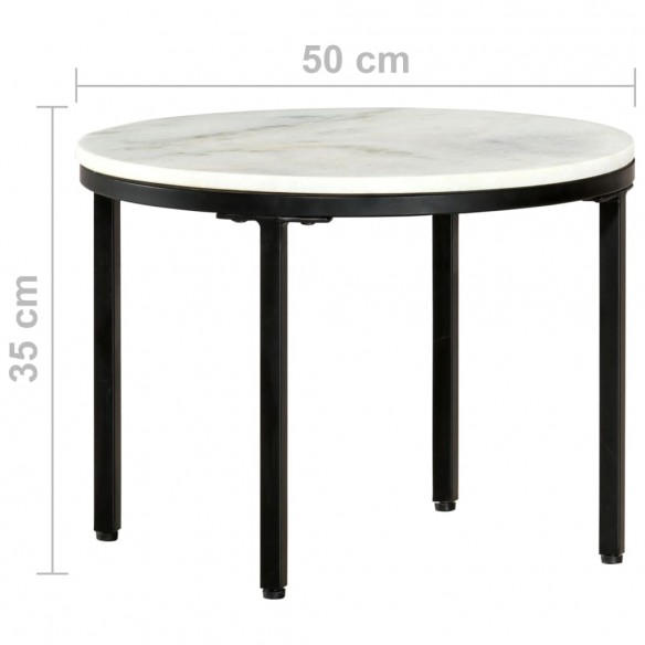 Table basse Blanc et noir Ø50 cm Marbre solide véritable