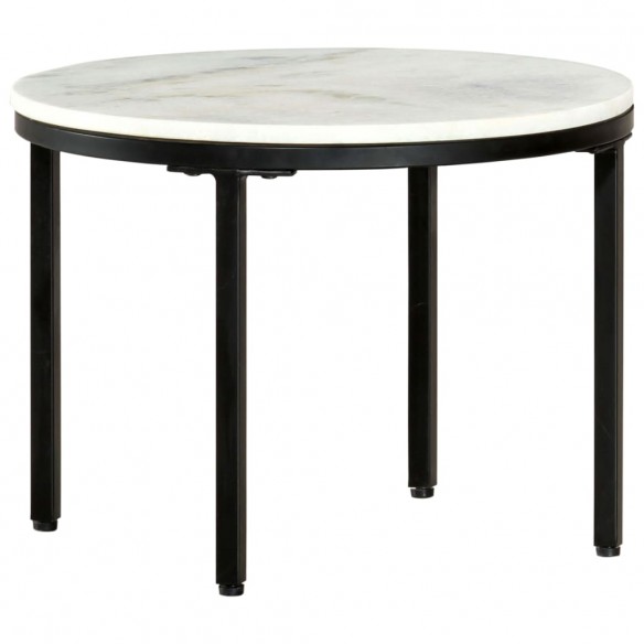 Table basse Blanc et noir Ø50 cm Marbre solide véritable