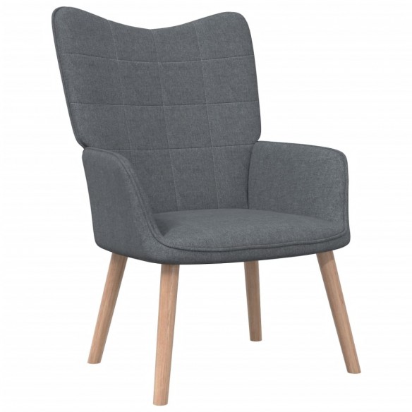 Chaise de relaxation avec tabouret Gris foncé Tissu