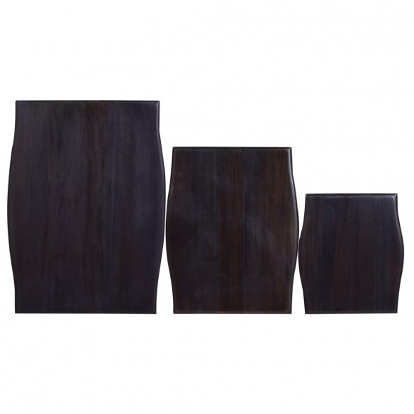 Tables d'appoint gigognes 3 pcs Noir clair Bois d'acajou