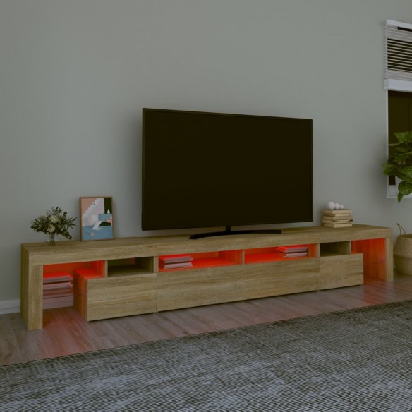 Meuble TV avec lumières LED Chêne sonoma 260x36,5x40 cm