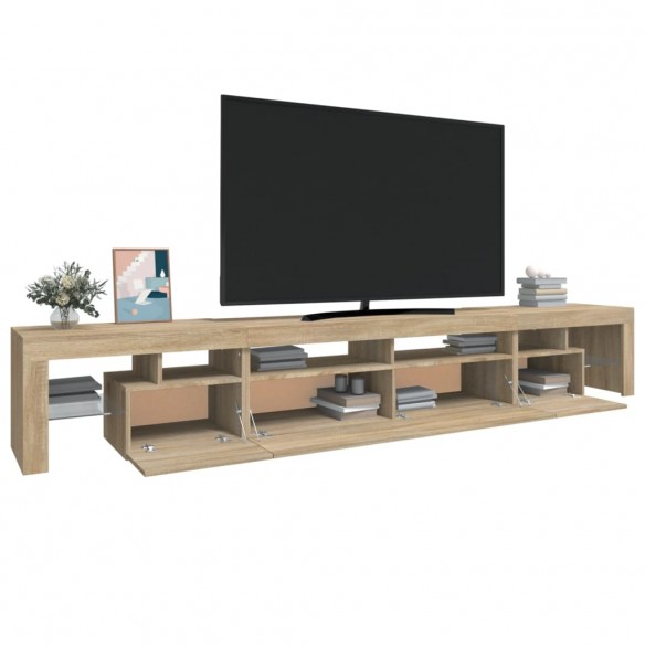 Meuble TV avec lumières LED Chêne sonoma 260x36,5x40 cm