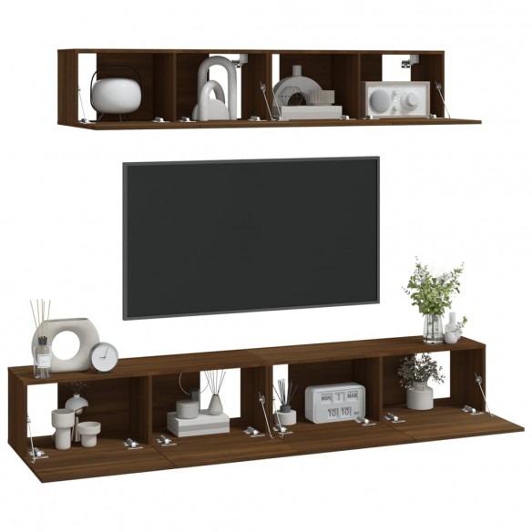 Ensemble de meubles TV 4 pcs Chêne marron Bois d'ingénierie