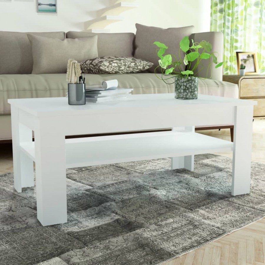 Table basse en aggloméré 110 x 65 x 48 cm Blanc