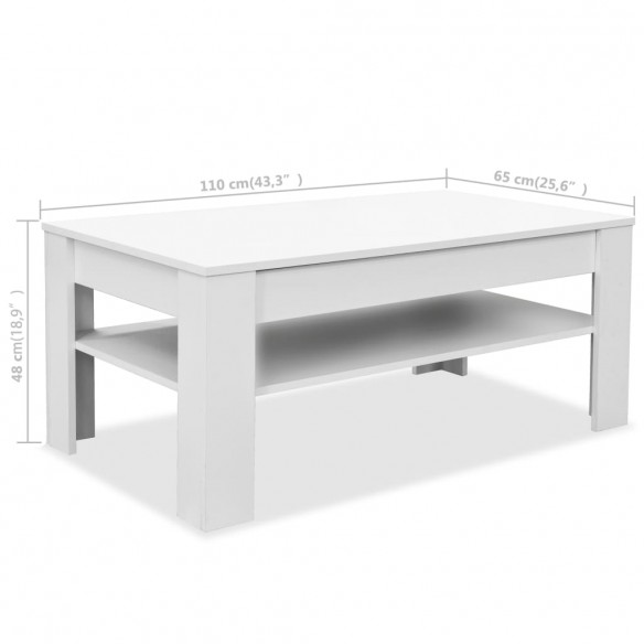 Table basse en aggloméré 110 x 65 x 48 cm Blanc