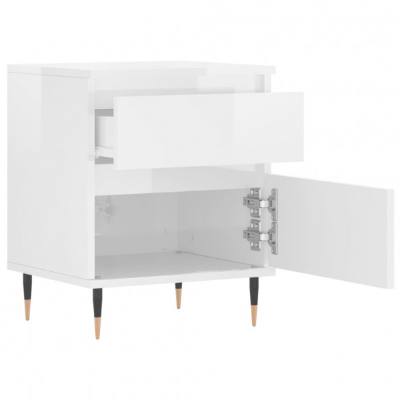 Tables de chevet 2 pcs blanc brillant 40x35x50 cm