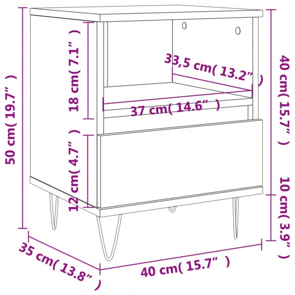 Table de chevet chêne marron 40x35x50 cm bois d’ingénierie