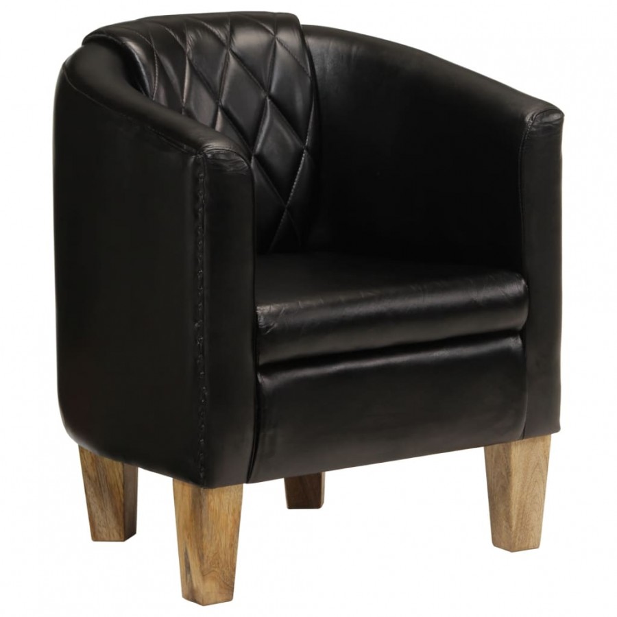 Fauteuil cabriolet noir cuir véritable