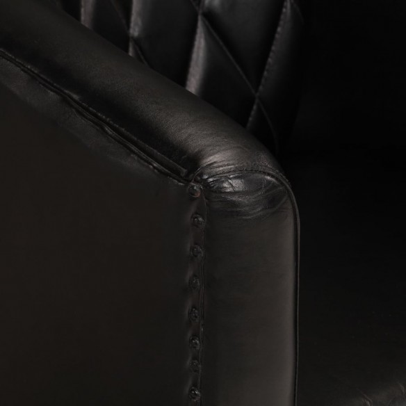 Fauteuil cabriolet noir cuir véritable