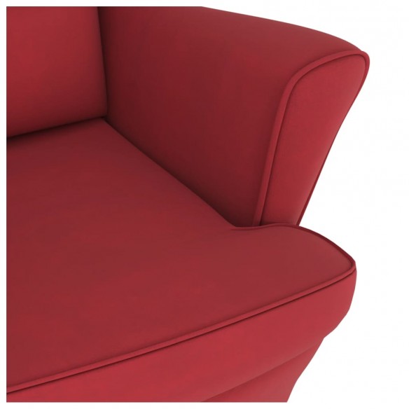 Fauteuil à bascule pieds en bois d'hévéa Rouge bordeaux Velours