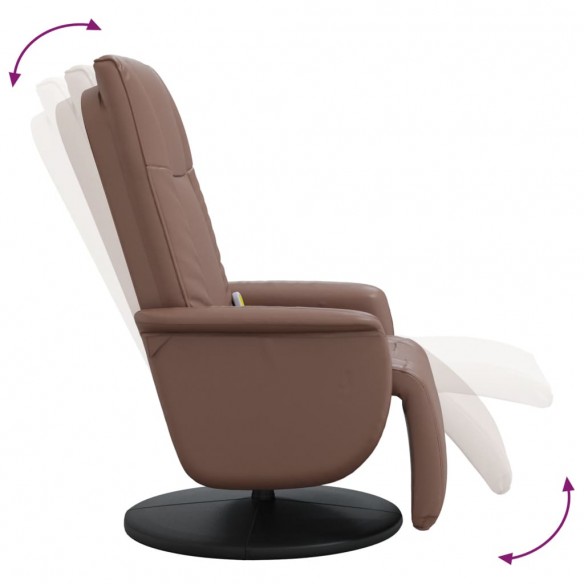 Fauteuil inclinable de massage repose-pieds marron similicuir