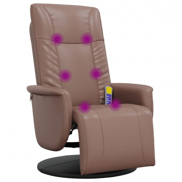 Fauteuil inclinable de massage repose-pieds marron similicuir