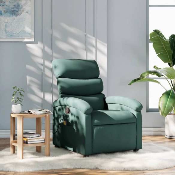 Fauteuil de massage inclinable Vert foncé Tissu