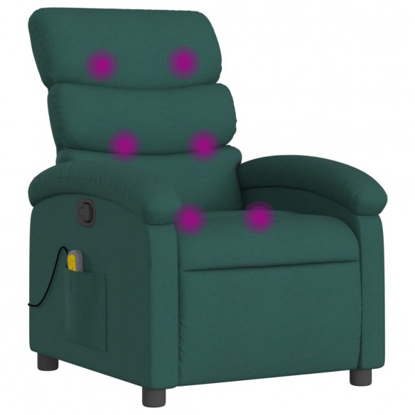 Fauteuil de massage inclinable Vert foncé Tissu