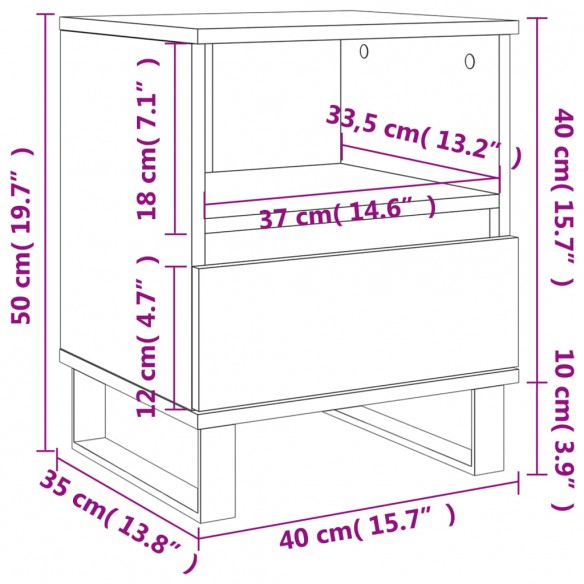 Table de chevet Blanc 40x35x50 cm Bois d’ingénierie