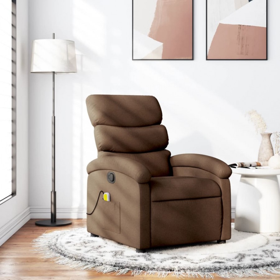 Fauteuil de massage inclinable Marron Tissu