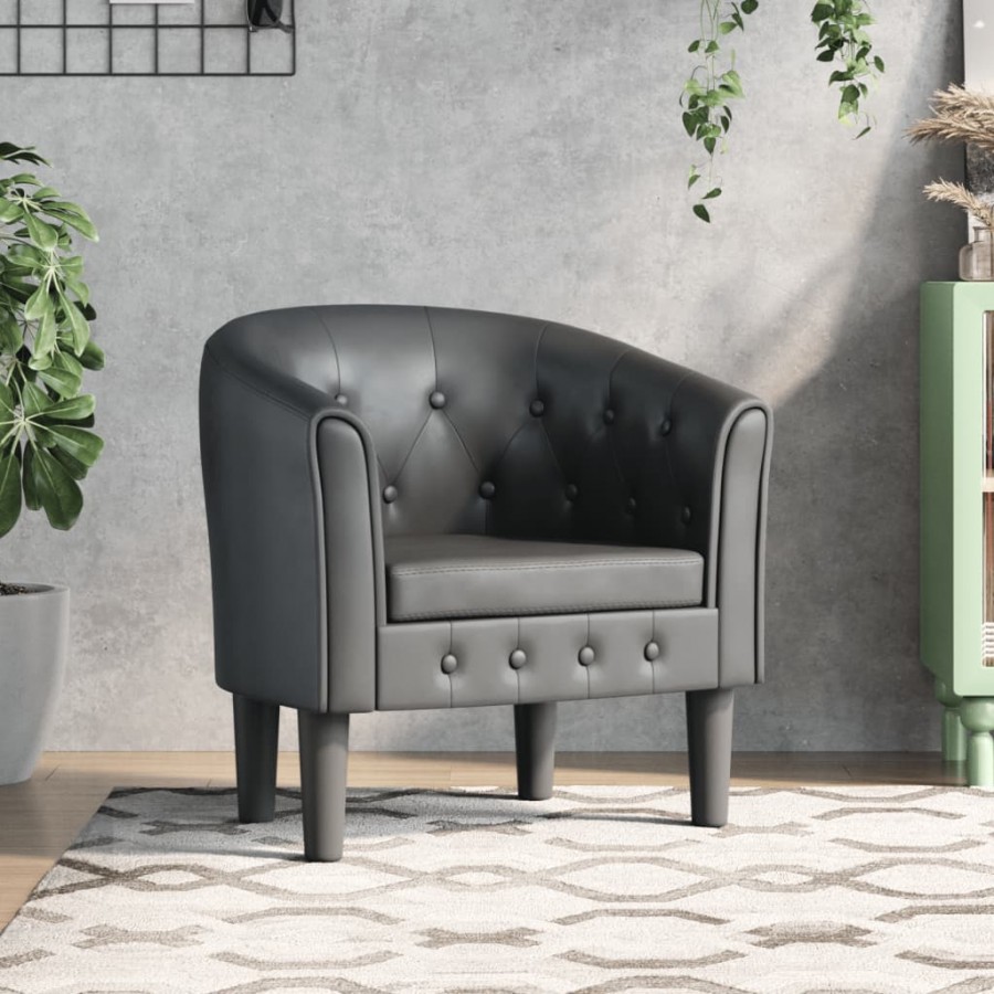 Fauteuil cabriolet gris similicuir