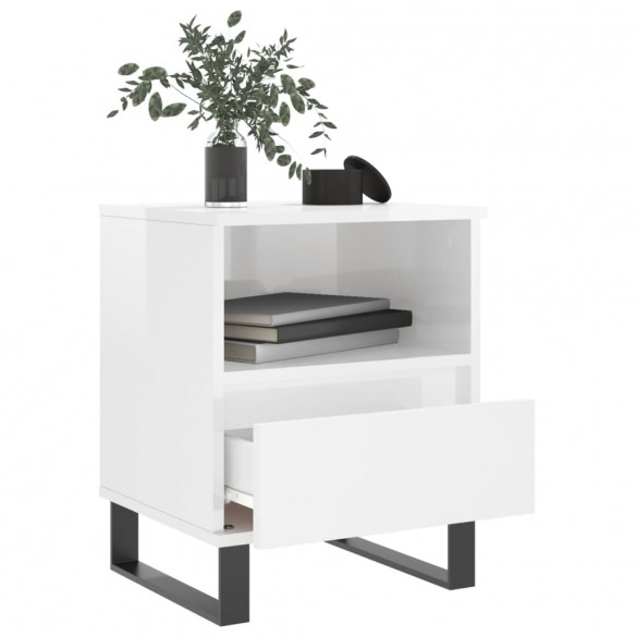 Tables de chevet 2 pcs blanc brillant 40x35x50 cm