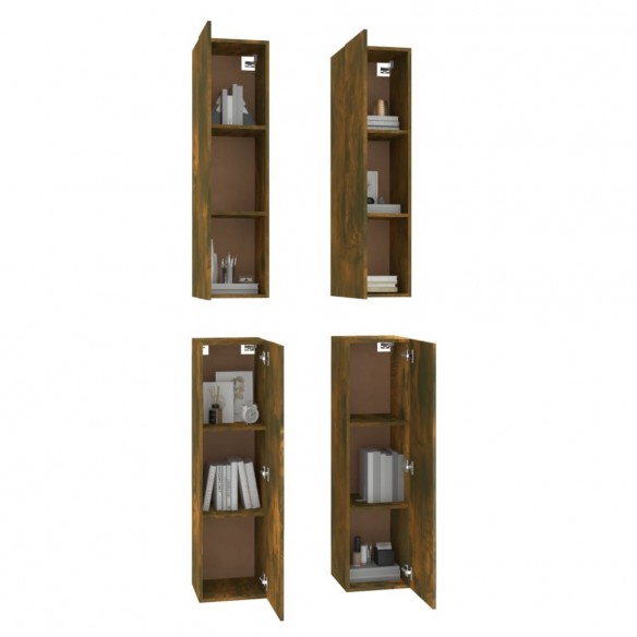 Meubles TV 4 pcs Chêne fumé 30,5x30x110 cm Bois d'ingénierie