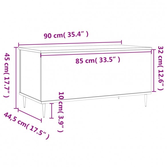 Table basse Blanc 90x44,5x45 cm Bois d'ingénierie