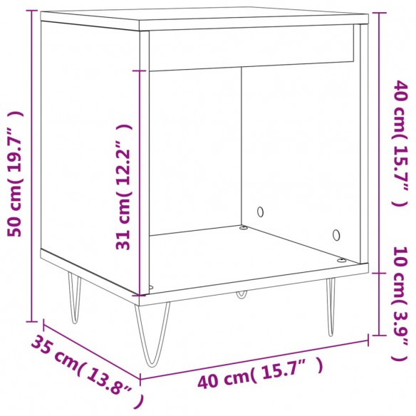 Tables de chevet 2 pcs chêne fumé 40x35x50 cm bois ingénierie