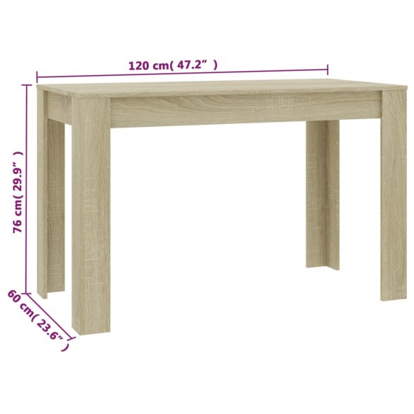 Table de salle à manger Chêne sonoma 120 x 60 x 76 cm Aggloméré