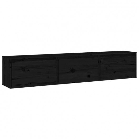 Meubles TV 3 pcs Noir Bois massif de pin