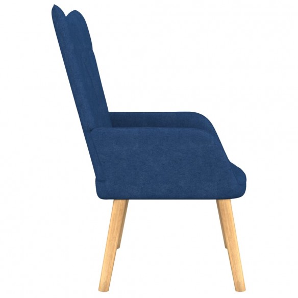 Chaise de relaxation avec tabouret Bleu Tissu