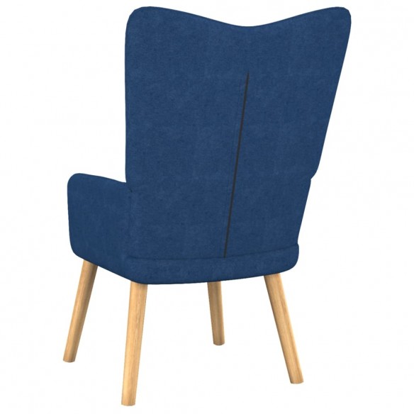 Chaise de relaxation avec tabouret Bleu Tissu