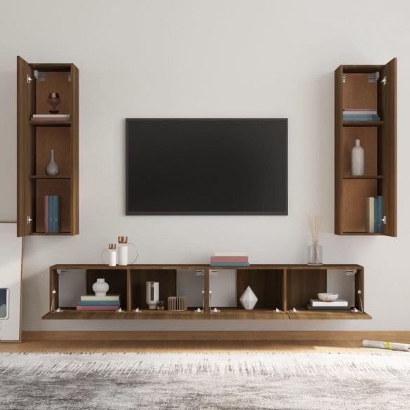 Ensemble de meubles TV 4 pcs Chêne marron Bois d'ingénierie