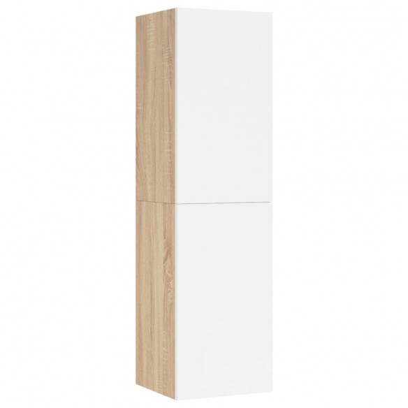 Meuble TV Blanc et chêne sonoma 30,5x30x110 cm Aggloméré