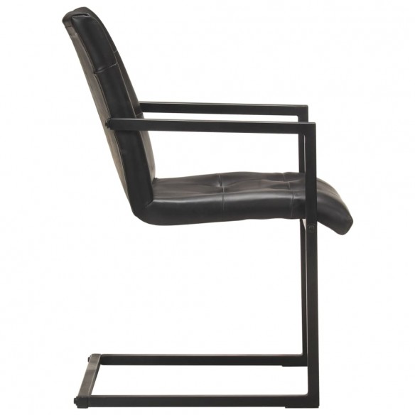 Chaises à manger cantilever lot de 2 noir cuir véritable