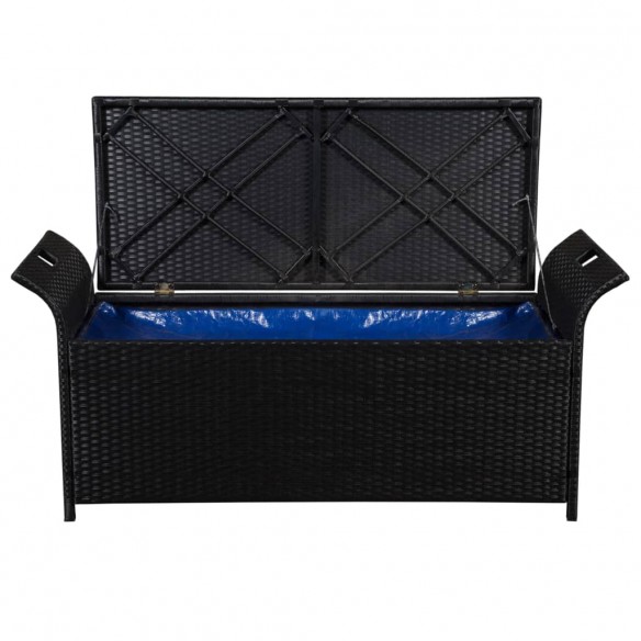 Banc de jardin avec coussin 138 cm Résine tressée Noir