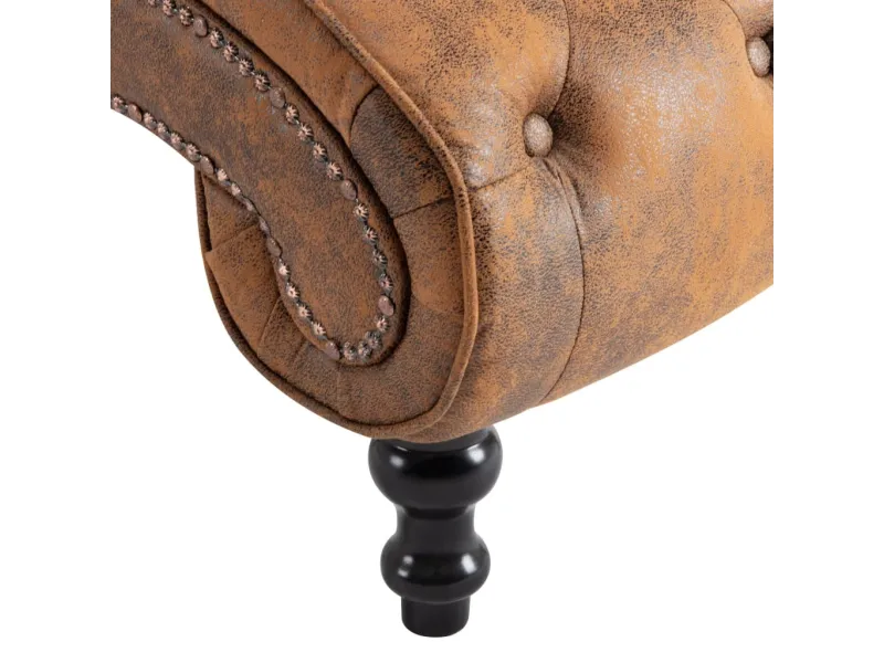 Chaise longue Marron Similicuir daim