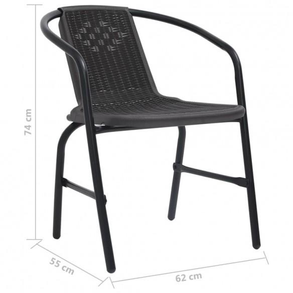 Chaises de jardin 2 pcs Plastique Rotin et acier 110 kg