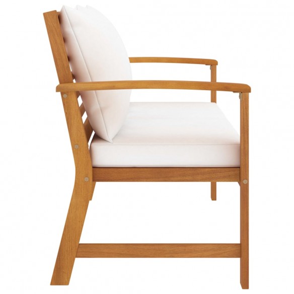 Banc de jardin avec coussin crème 120 cm Bois solide d'acacia