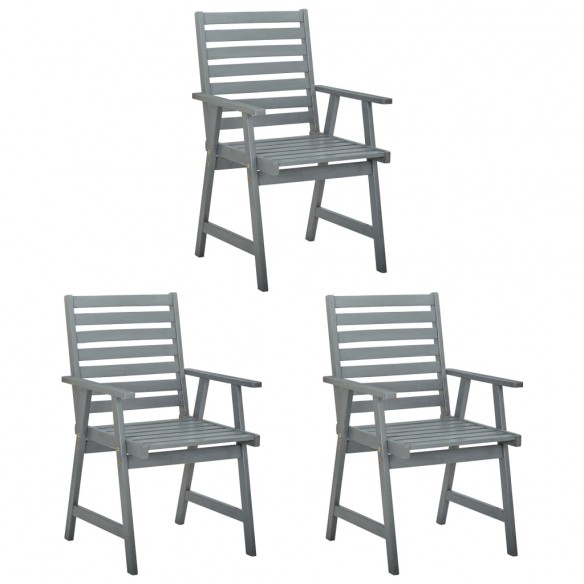 Chaises à dîner d'extérieur 3 pcs avec coussins Acacia massif