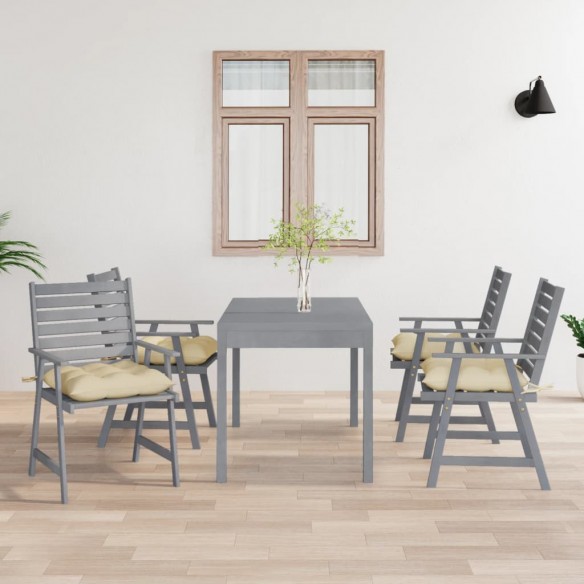 Chaises à dîner d'extérieur avec coussins 4 pcs Acacia massif