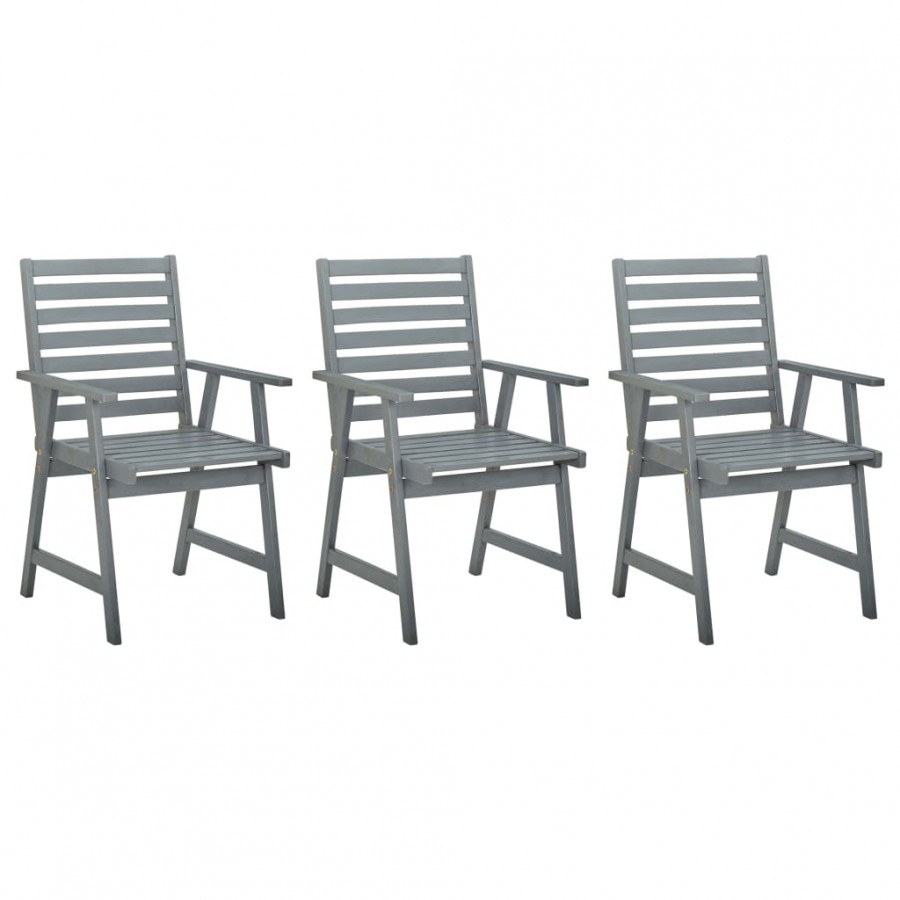 Chaises de salle à manger d'extérieur 3 pcs Gris Bois d'acacia