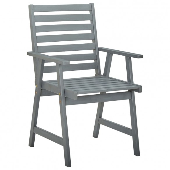 Chaises de salle à manger d'extérieur 3 pcs Gris Bois d'acacia