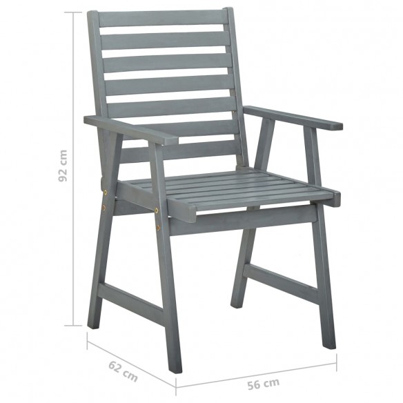 Chaises de salle à manger d'extérieur 3 pcs Gris Bois d'acacia