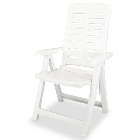 Chaises inclinables de jardin 6 pcs Plastique Blanc